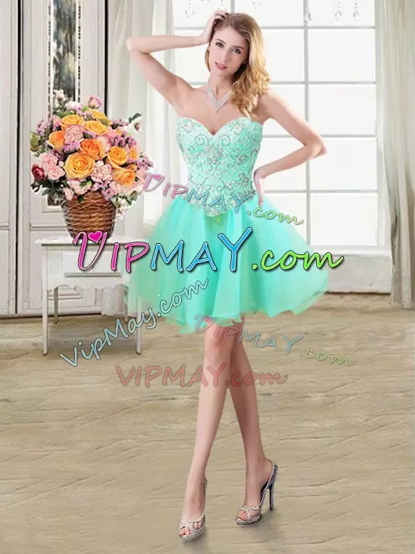 Apple Green Lace Up Quinceanera Gown Beading and Ruffles and Pick Ups Sleeveless Floor Length