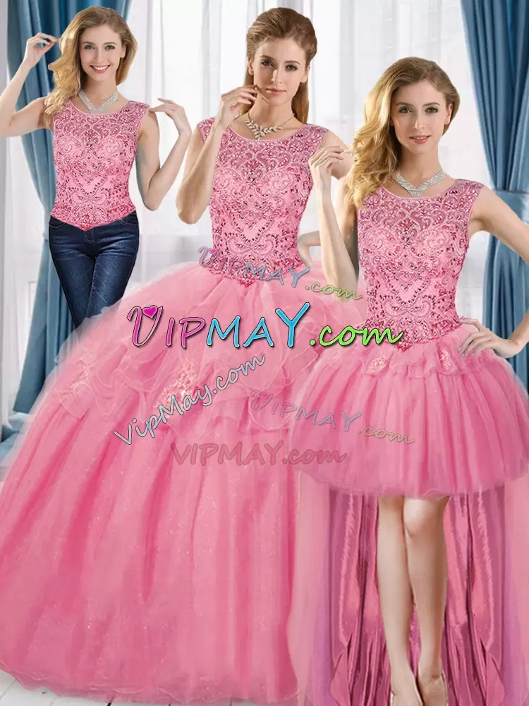 Floor Length Ball Gowns Sleeveless Pink 15 Quinceanera Dress