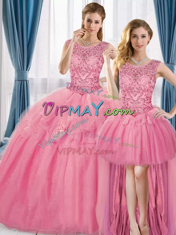 Floor Length Ball Gowns Sleeveless Pink 15 Quinceanera Dress