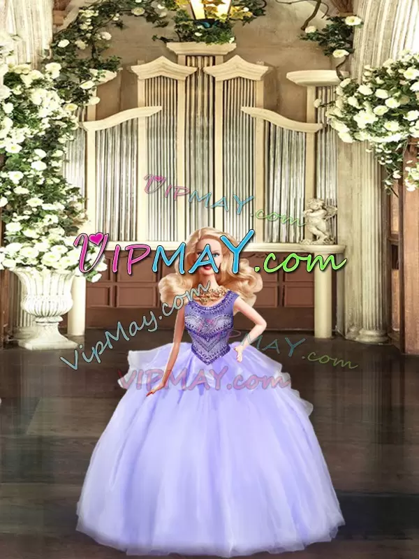 Clearance Lavender Sleeveless Beading and Ruching Floor Length Vestidos de Quinceanera