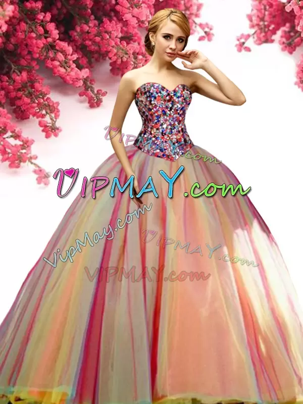 Fine Sleeveless Sweetheart Beading Lace Up 15th Birthday Dress