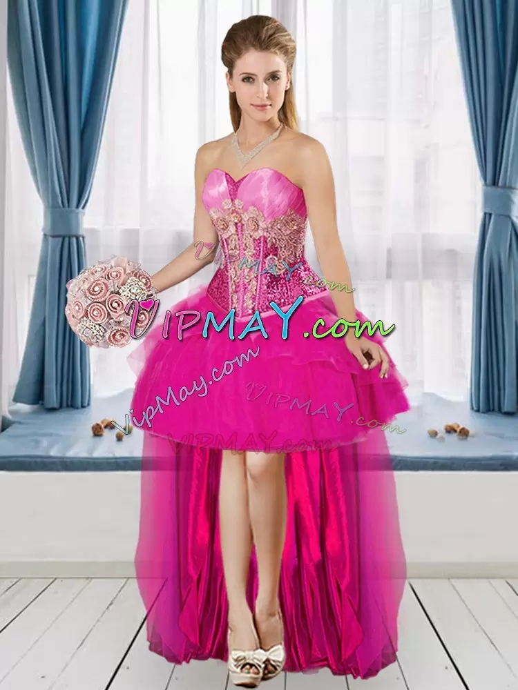 Most Popular Sleeveless Sweetheart Beading and Appliques Lace Up 15th Birthday Dress