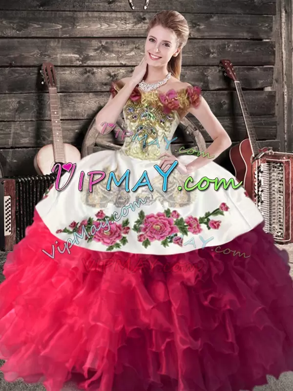 Glamorous Pink And White Sleeveless Lace Up 15th Birthday Dress for Sweet 16 and Quinceanera