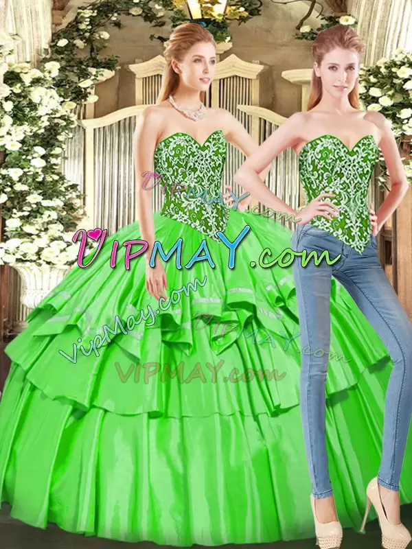 Noble Floor Length 15 Quinceanera Dress Tulle Sleeveless Ruffled Layers