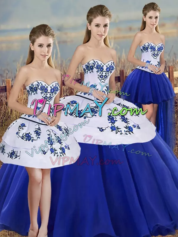 white and royal blue quinceanera dress,four pieces quinceanera dress,