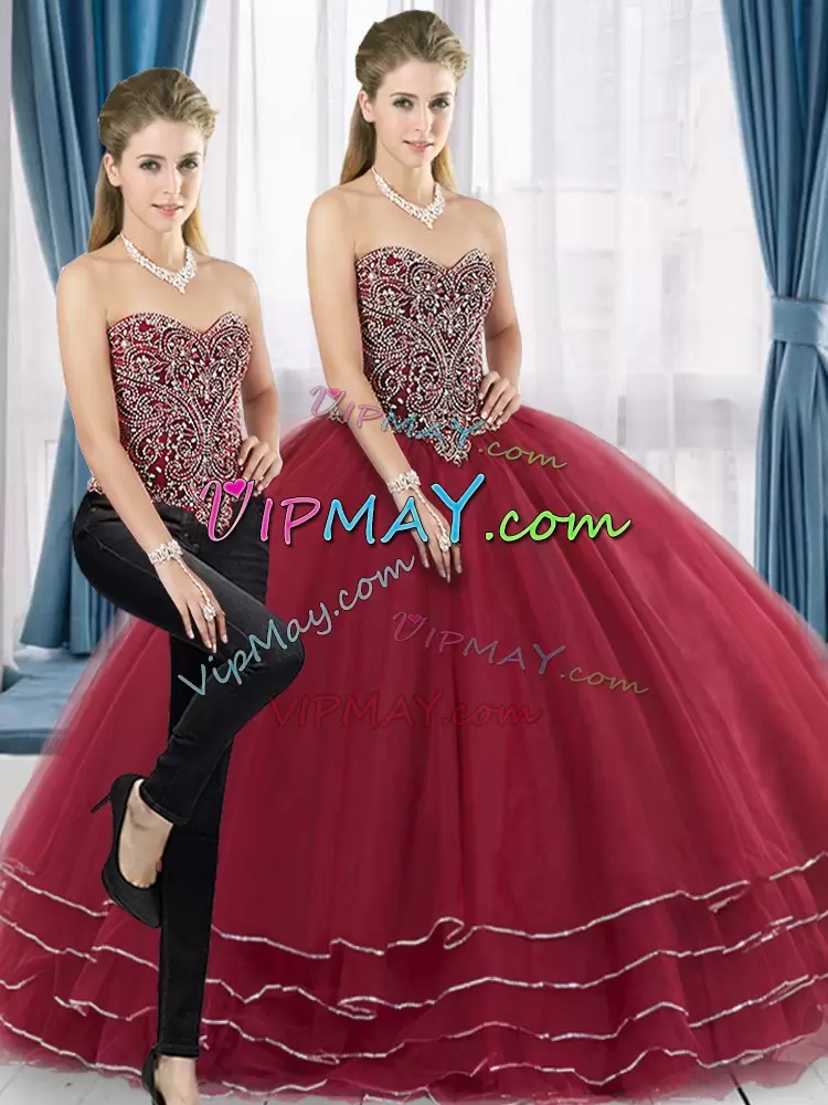 Best Sleeveless Sweetheart Beading and Ruffled Layers Lace Up Quinceanera Gowns