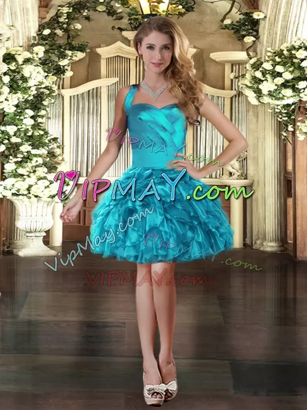 Sophisticated Sleeveless Halter Top Ruffles and Pick Ups Lace Up Vestidos de Quinceanera