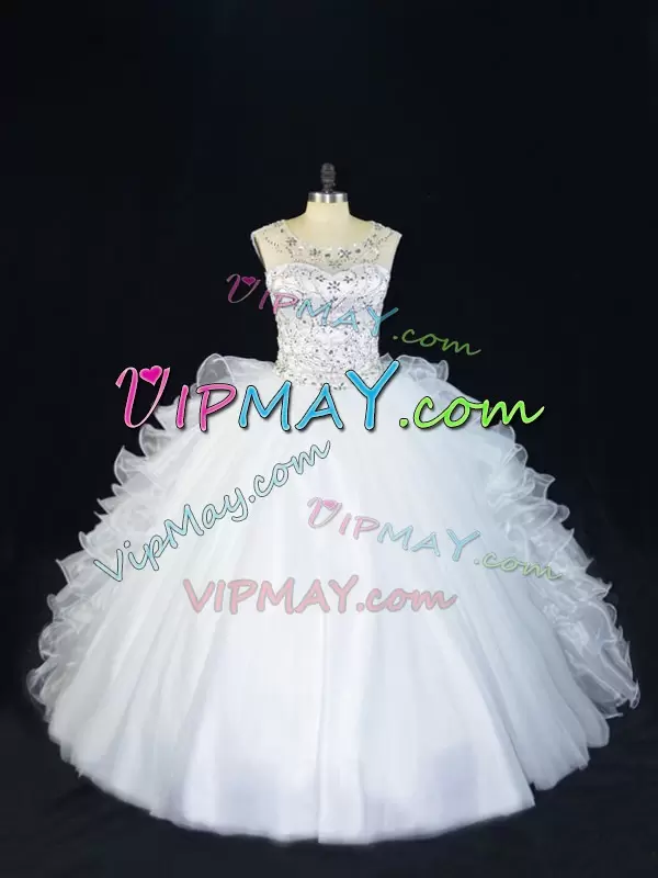 Customized Organza Sleeveless Floor Length 15th Birthday Dress and Beading