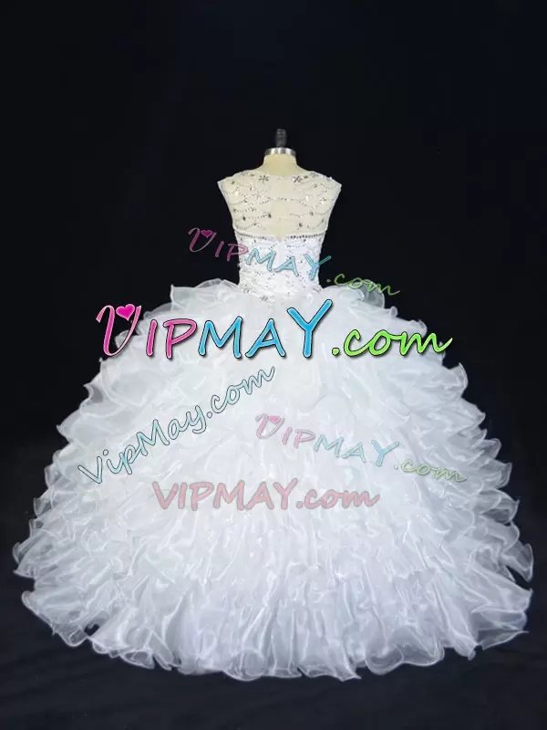 Customized Organza Sleeveless Floor Length 15th Birthday Dress and Beading