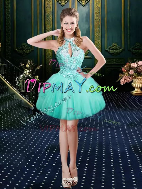 Aqua Blue Lace Up Sweet 16 Dresses Beading and Pick Ups Sleeveless Floor Length