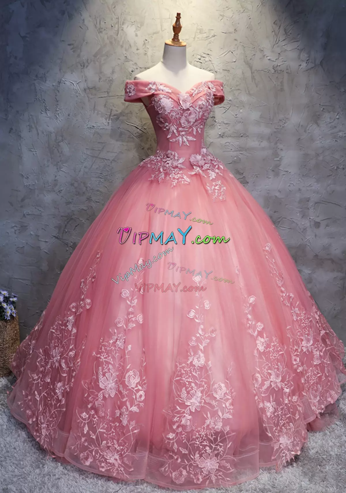 Dazzling Floor Length Ball Gowns Sleeveless Watermelon Red 15th Birthday Dress