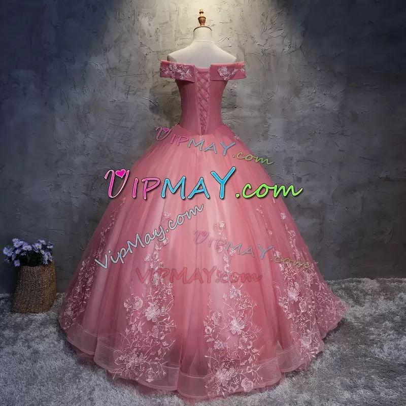 Dazzling Floor Length Ball Gowns Sleeveless Watermelon Red 15th Birthday Dress