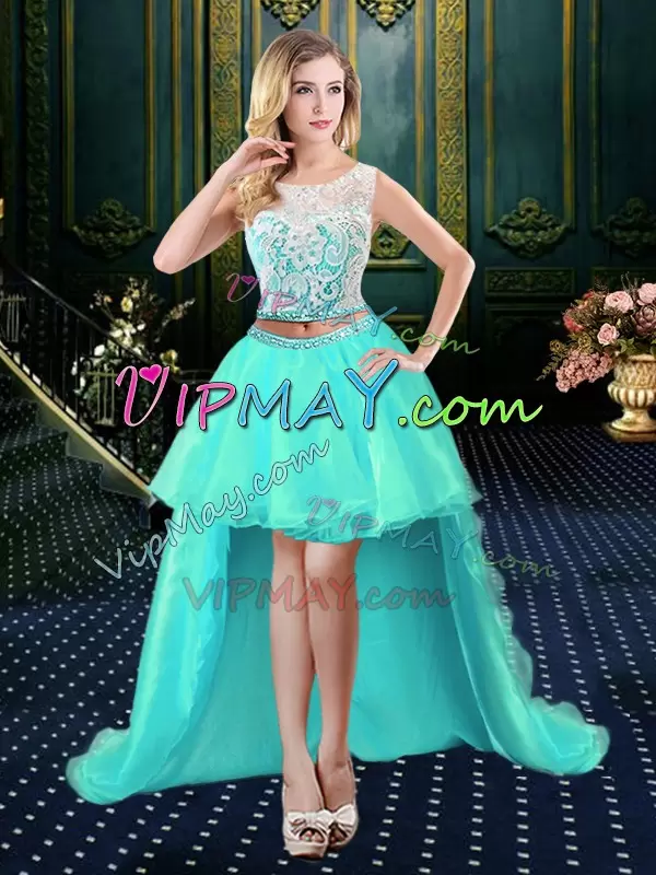 Sleeveless Scoop Lace and Sequins Lace Up 15 Quinceanera Dress