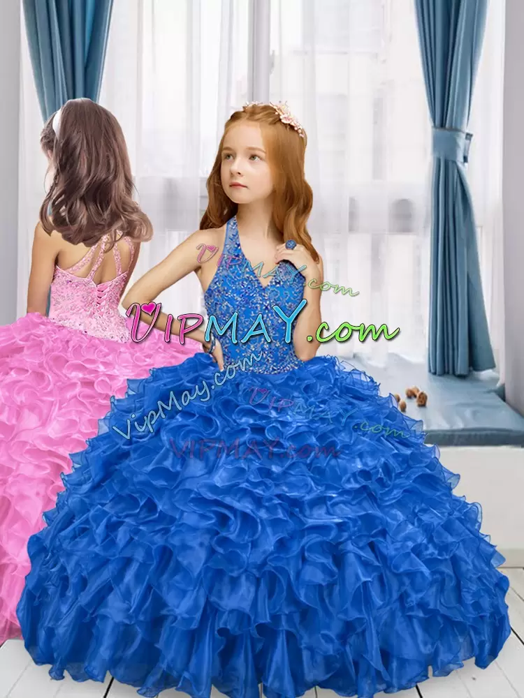 Amazing Floor Length Ball Gowns Sleeveless Royal Blue 15 Quinceanera Dress Lace Up