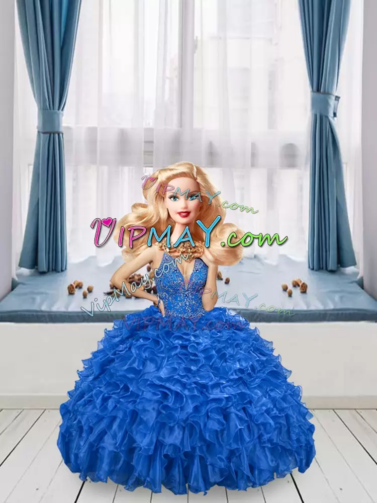 Amazing Floor Length Ball Gowns Sleeveless Royal Blue 15 Quinceanera Dress Lace Up