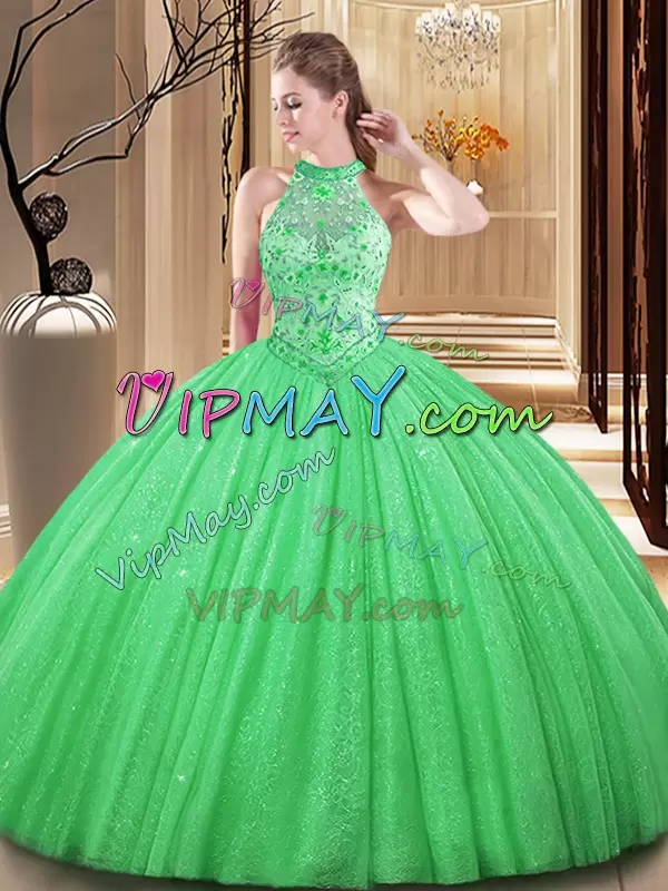 Modern Orange Backless Vestidos de Quinceanera Embroidery Floor Length