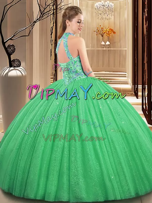 Modern Orange Backless Vestidos de Quinceanera Embroidery Floor Length