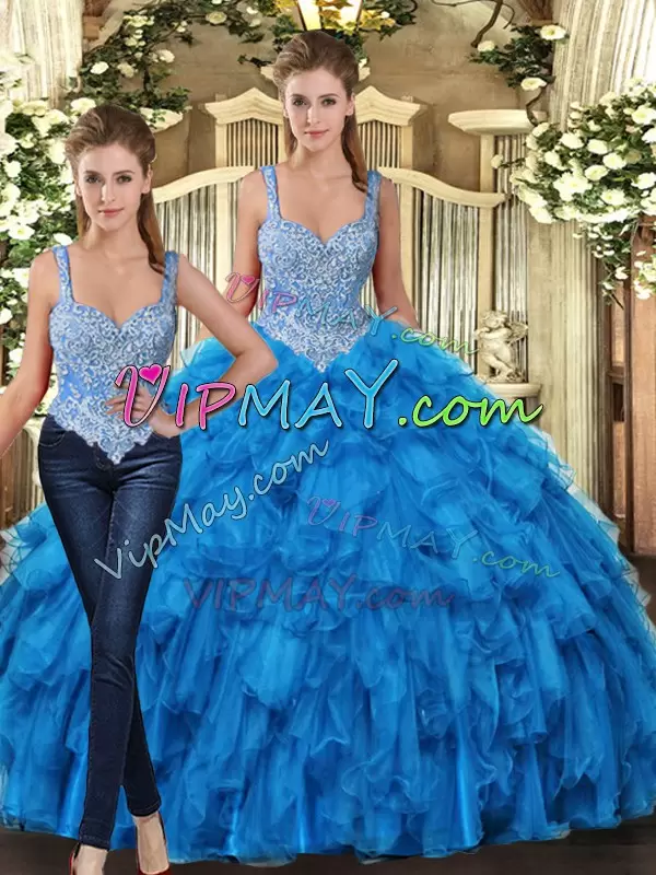 Pretty Floor Length Ball Gowns Sleeveless Teal Ball Gown Prom Dress Lace Up