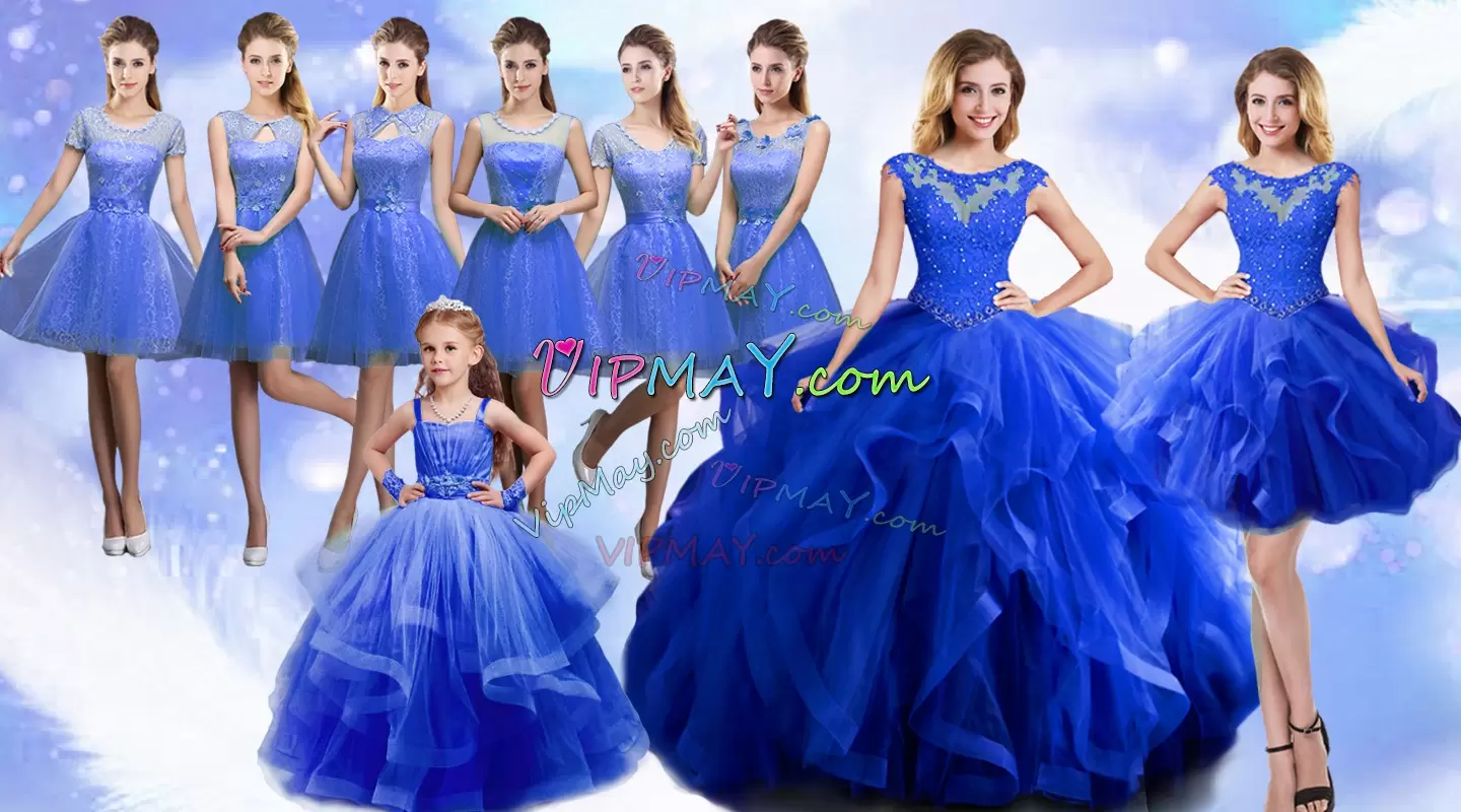 Sleeveless Scoop Lace Up Floor Length Beading and Ruffles Sweet 16 Dresses Scoop