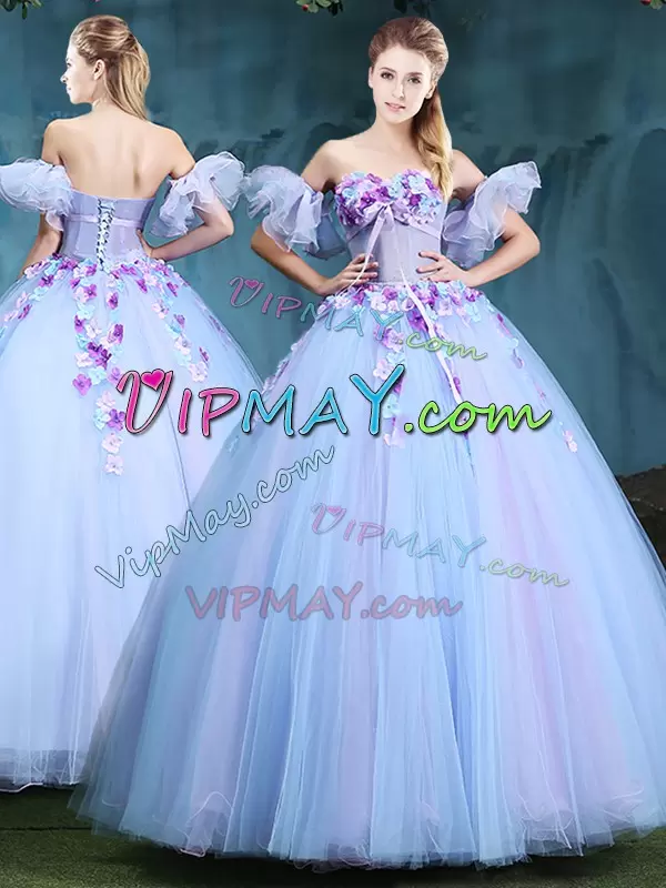 Graceful Tulle Sleeveless Floor Length Ball Gown Prom Dress and Appliques