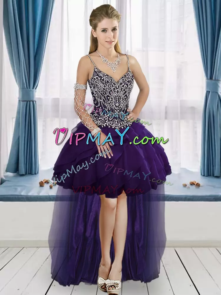 Adorable Floor Length Ball Gowns Sleeveless Purple Sweet 16 Quinceanera Dress Sweep Train Lace Up