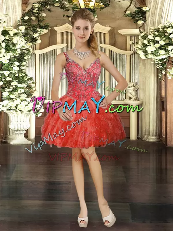 Romantic Organza Sleeveless Floor Length Vestidos de Quinceanera and Beading and Ruffles