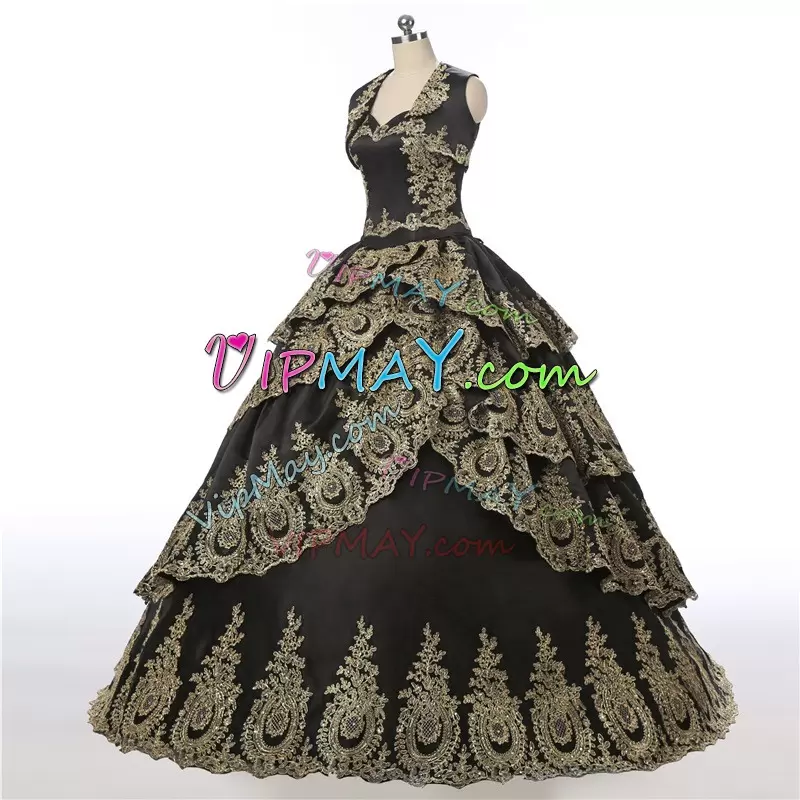 Suitable Ball Gowns Sweet 16 Quinceanera Dress Black Sweetheart Sleeveless Floor Length Lace Up