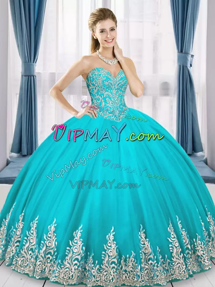 Delicate Sleeveless Sweetheart Lace Up Floor Length Beading and Embroidery Sweet 16 Quinceanera Dress Sweetheart