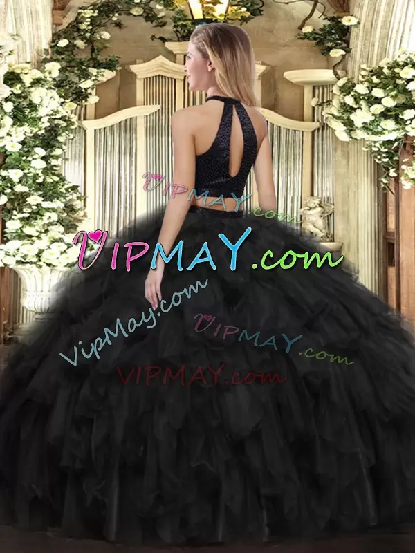 Deluxe Olive Green Sleeveless Organza Backless Ball Gown Prom Dress for Military Ball and Sweet 16 and Quinceanera