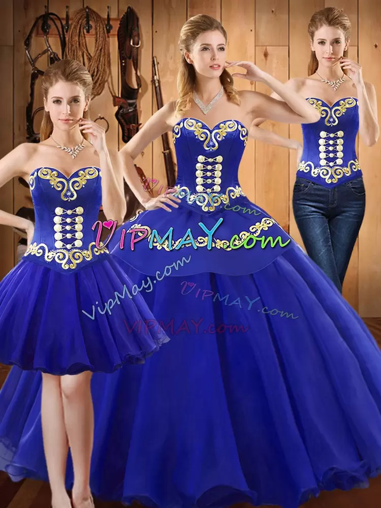 High Class Floor Length Ball Gowns Sleeveless Blue Quince Ball Gowns Lace Up