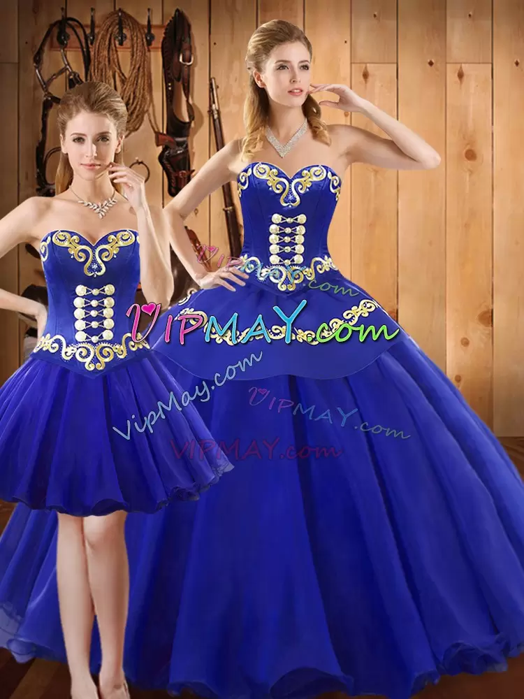 High Class Floor Length Ball Gowns Sleeveless Blue Quince Ball Gowns Lace Up