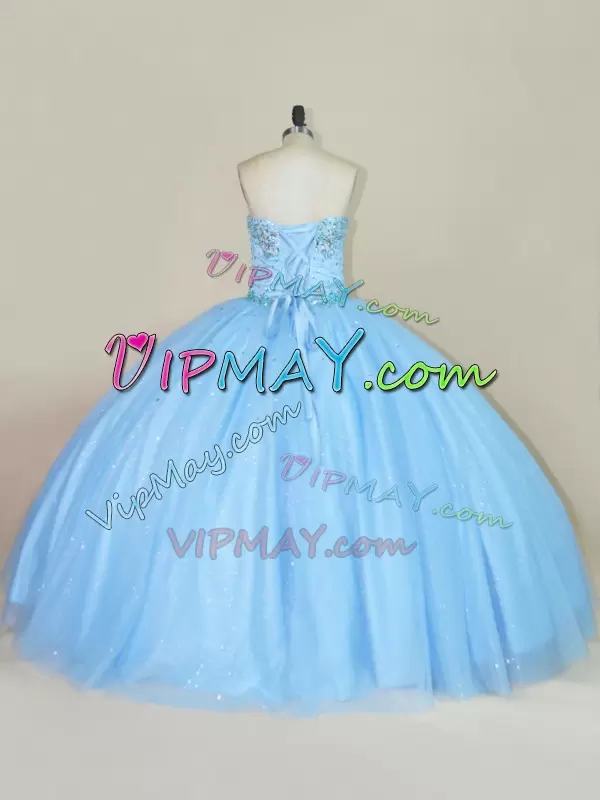 Sleeveless Strapless Lace Up Floor Length Beading Quinceanera Dresses Strapless
