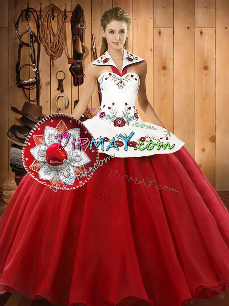 Latest Western Style Ball Gowns Wine Red and White Sweet 16 Quinceanera Dress Lace Up