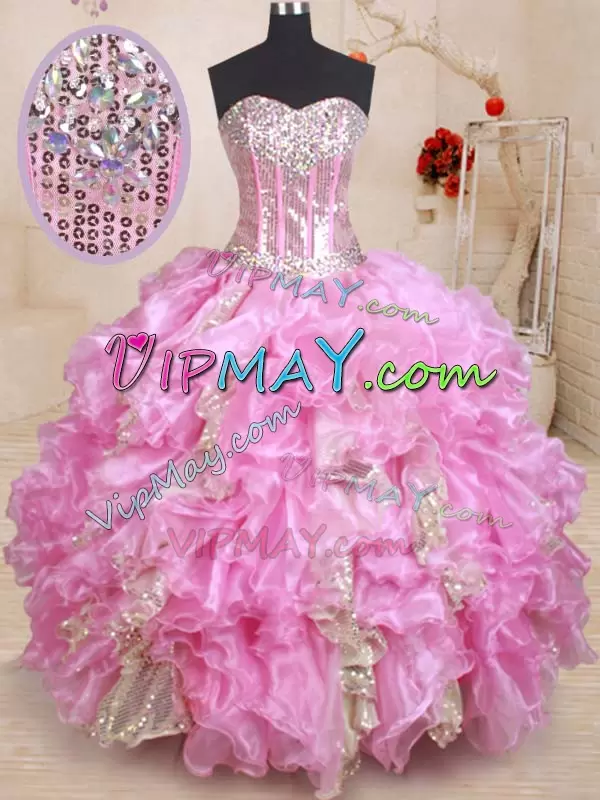 Fine Floor Length Lilac Quinceanera Dress Sweetheart Sleeveless Lace Up