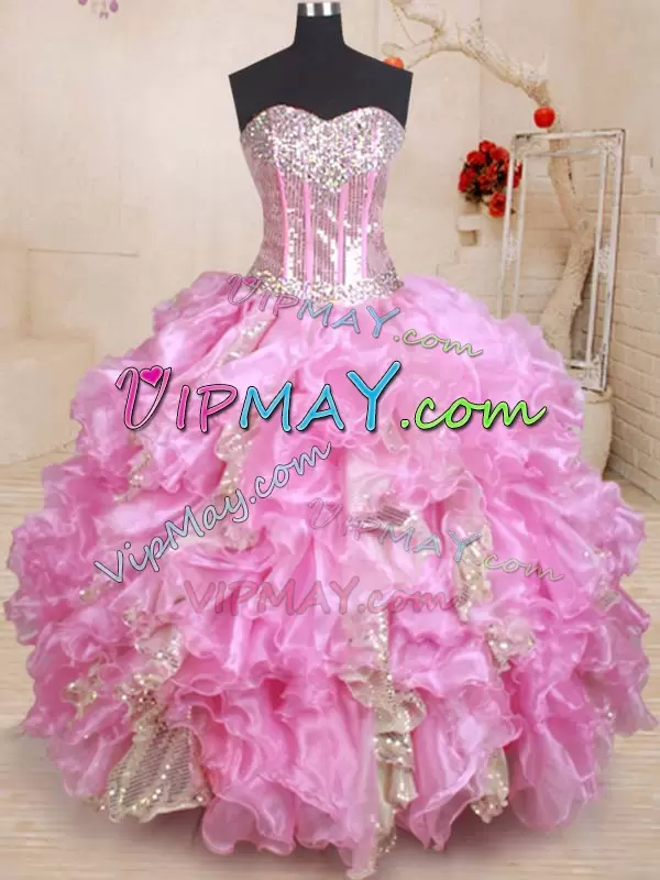 Fine Floor Length Lilac Quinceanera Dress Sweetheart Sleeveless Lace Up