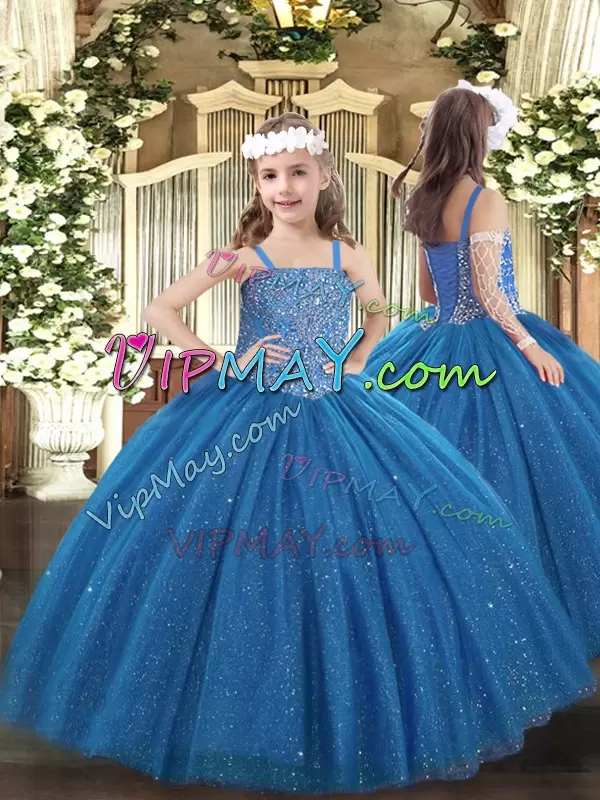 Teal Tulle Lace Up Sweetheart Sleeveless Floor Length Quinceanera Dress Beading