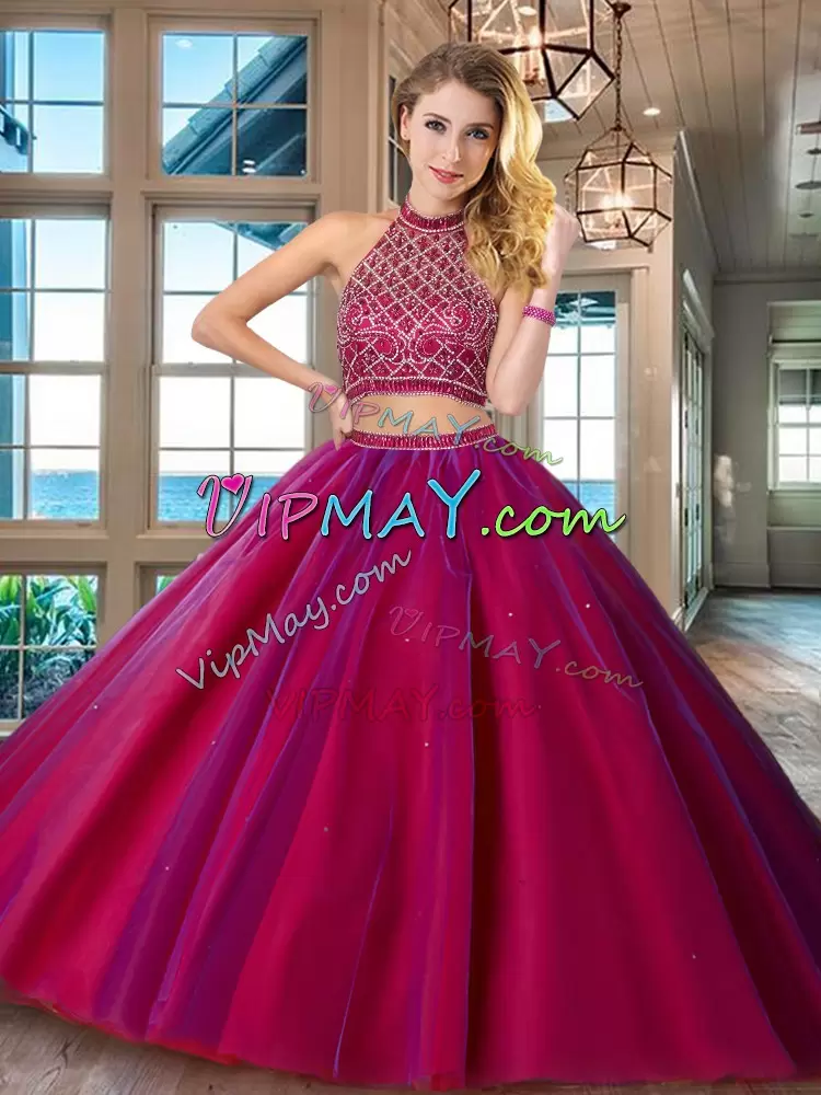 Excellent Tulle Sleeveless Quinceanera Dresses Brush Train and Beading