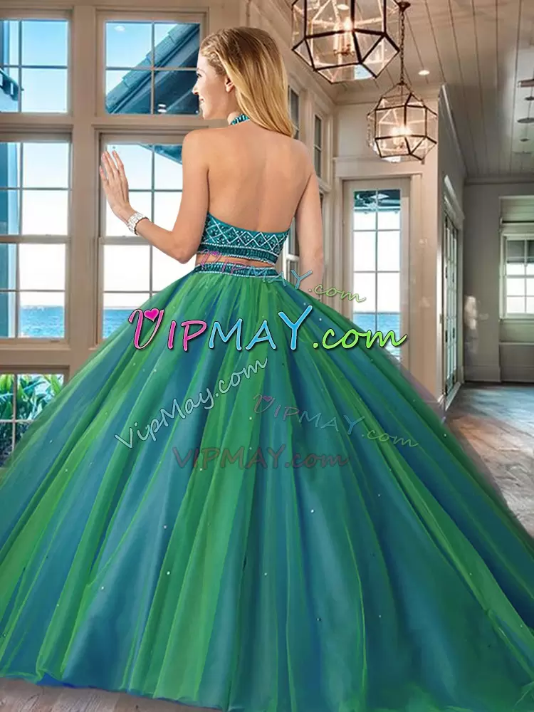 Excellent Tulle Sleeveless Quinceanera Dresses Brush Train and Beading