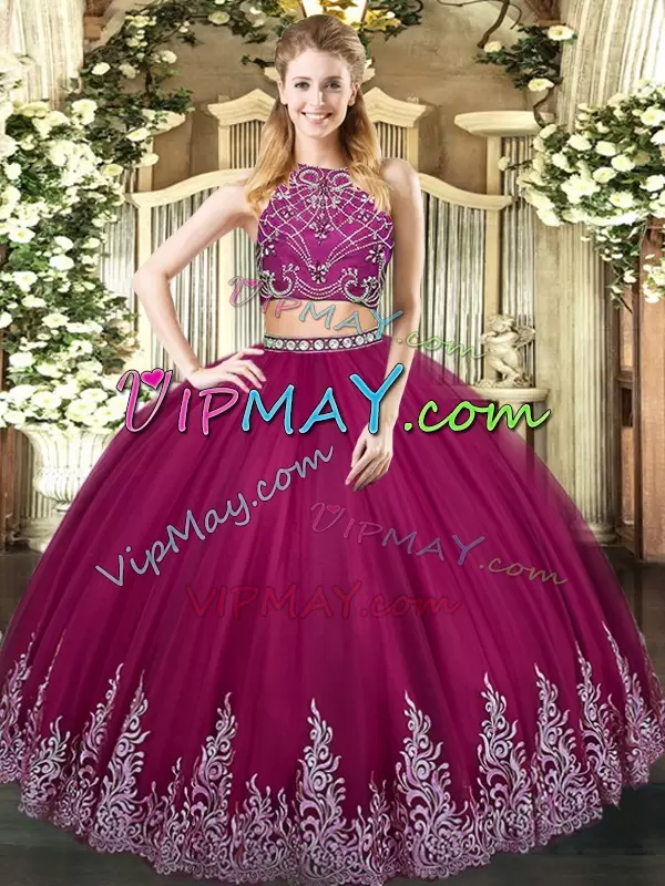 two pice quinceanera dress,2 piece quinceanera dress,illusion quinceanera dress,halter top quinceanera dress,fuchsia quinceanera dress,detachable quinceanera dress,v back quinceanera dress,ball gown quinceanera dress,purple quinceanera dress,