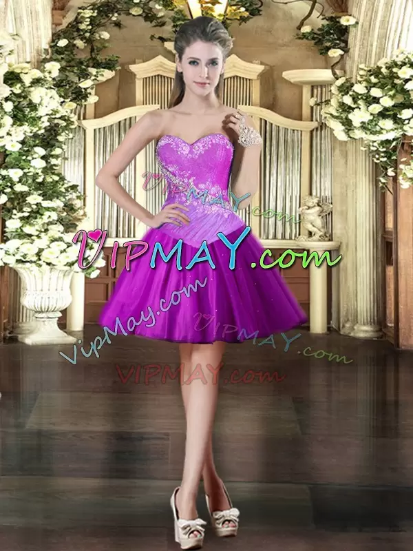 Fashionable Fuchsia Sweetheart Lace Up Beading Quinceanera Dresses Sleeveless