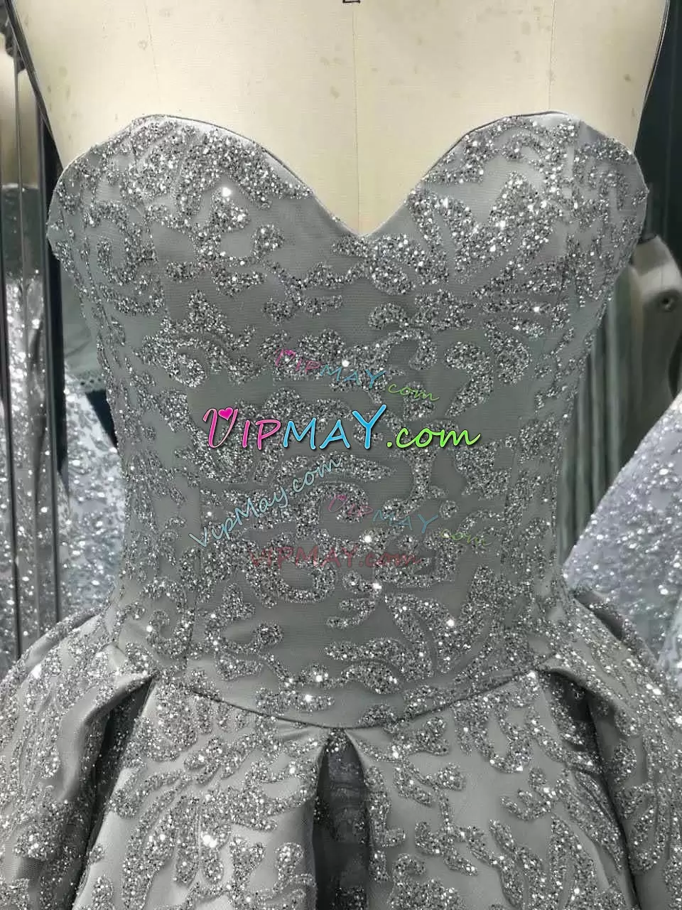 Floor Length Grey Sweet 16 Dress Satin Sleeveless Beading