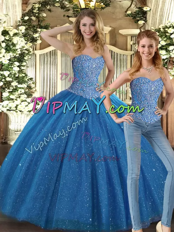 Modern Sleeveless Sweetheart Beading Lace Up Ball Gown Prom Dress