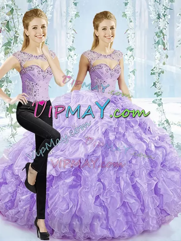 Fashionable Sleeveless Sweetheart Brush Train Beading and Pick Ups Lace Up Quinceanera Dresses