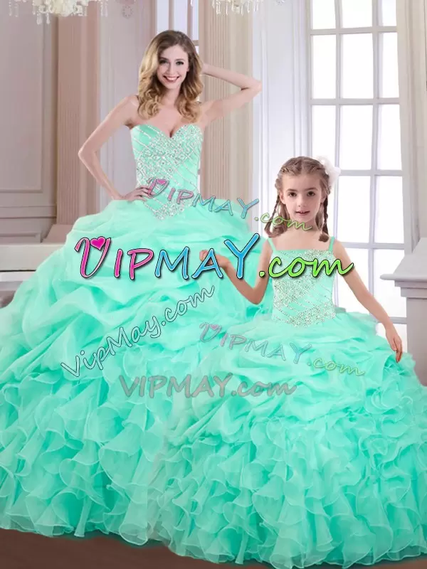 Floor Length Ball Gowns Sleeveless Apple Green Quinceanera Dress Lace Up