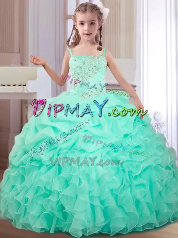 Floor Length Ball Gowns Sleeveless Apple Green Quinceanera Dress Lace Up