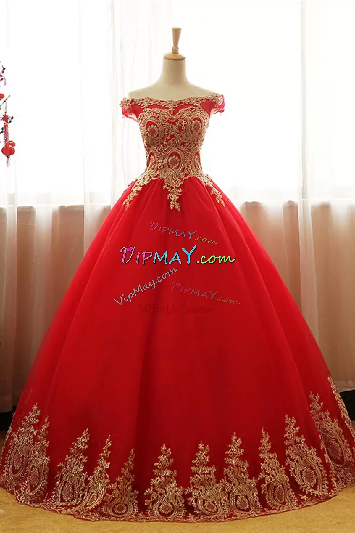 New Style Red Sleeveless Tulle Lace Up Vestidos de Quinceanera for Military Ball and Sweet 16 and Quinceanera