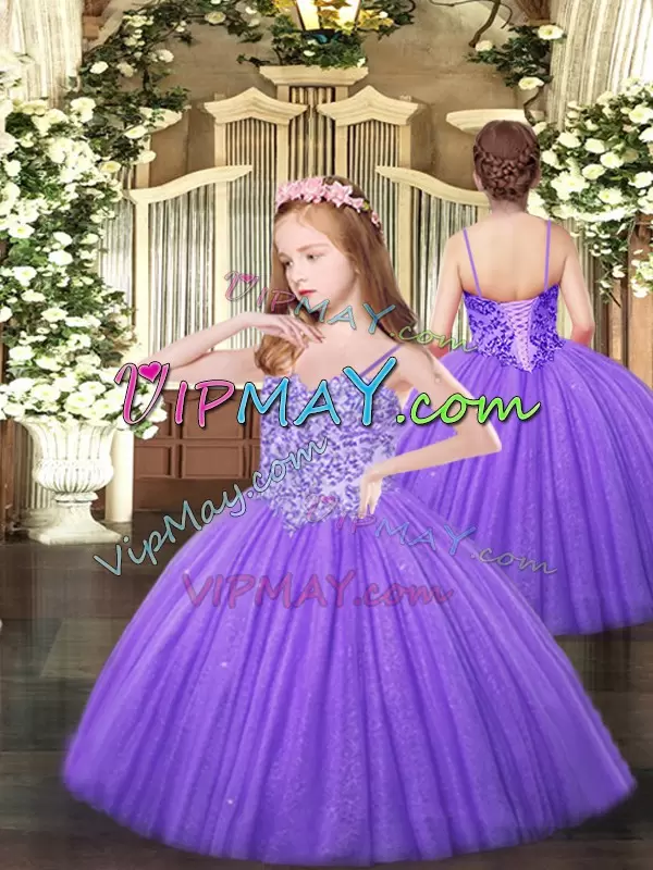 Clearance Eggplant Purple Ball Gowns Sweetheart Sleeveless Tulle Floor Length Lace Up Beading 15th Birthday Dress