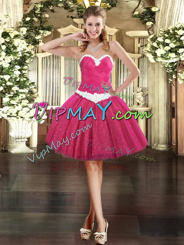 Colorful Floor Length Fuchsia Sweet 16 Dresses Sweetheart Sleeveless Lace Up