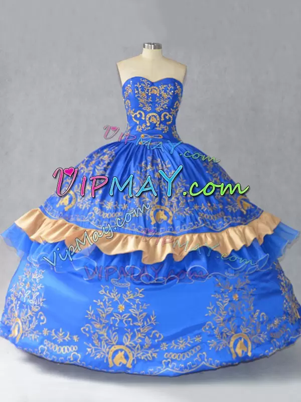 Suitable Sleeveless Sweetheart Embroidery and Bowknot Lace Up Quinceanera Dresses