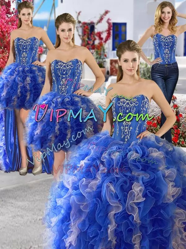 Enchanting Beading Sweet 16 Quinceanera Dress Blue Lace Up Sleeveless Floor Length